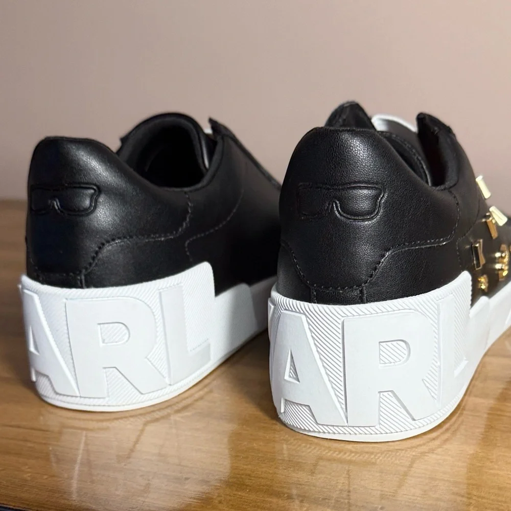 Karl Lagerfeld Black Sneakers with Gold Accents - Picture 11 of 13